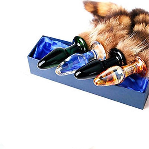 Brown Faux Fox Tail Glass Butt Plug by BDStyle