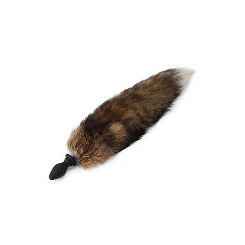 Brown Faux Fox Tail Rose Silicone Butt Plug by BDStyle