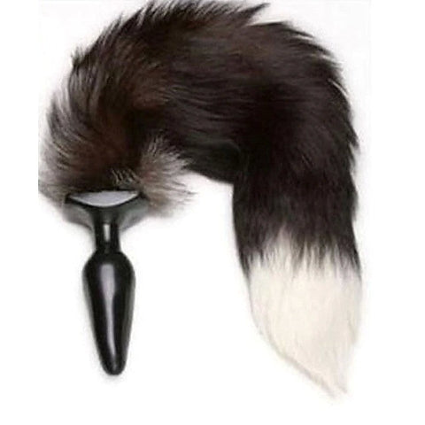 Black & White Faux Fox Tail Butt Plug by BDStyle
