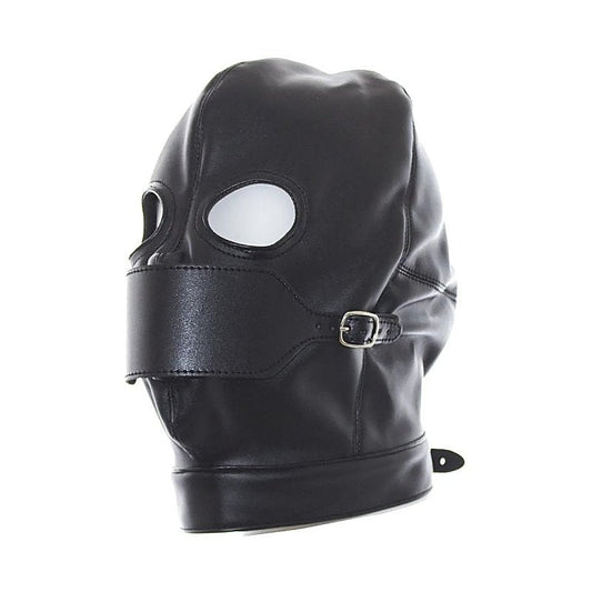 Leather Hood Full Mask Eyes & Mouth Detachable by BDStyle