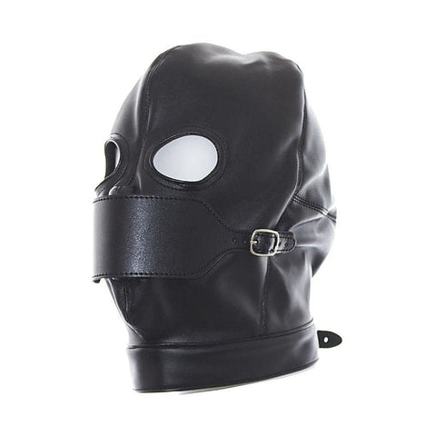 Leather Hood Full Mask Eyes & Mouth Detachable by BDStyle