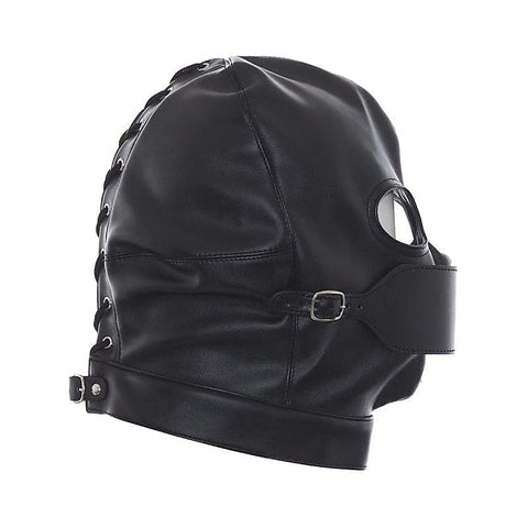 Leather Hood Full Mask Eyes & Mouth Detachable by BDStyle