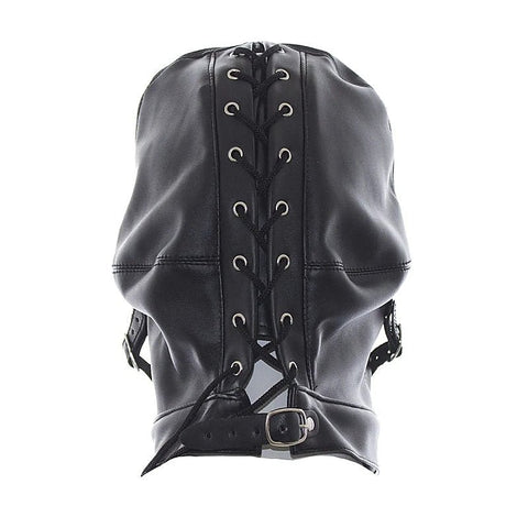 Leather Hood Full Mask Eyes & Mouth Detachable by BDStyle