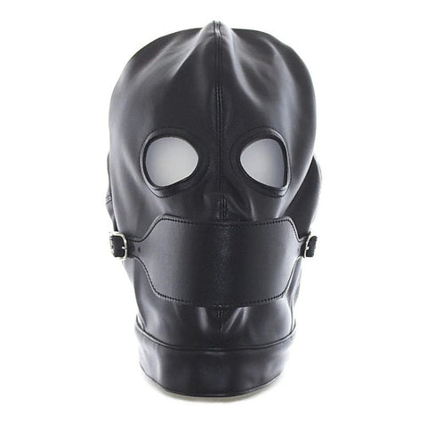 Leather Hood Full Mask Eyes & Mouth Detachable by BDStyle