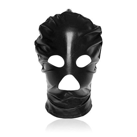 Patent Leather BDSM Hood with Open Mouth and Eyes by BDStyle