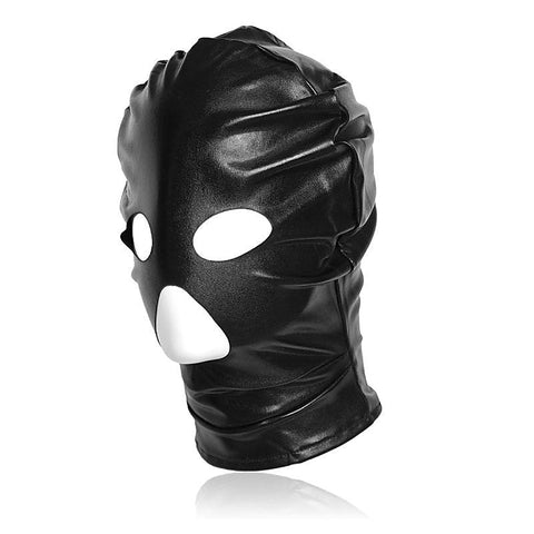Patent Leather BDSM Hood with Open Mouth and Eyes by BDStyle