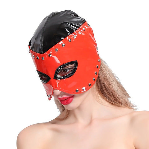 Half Head Faux Leather Hood by BDStyle