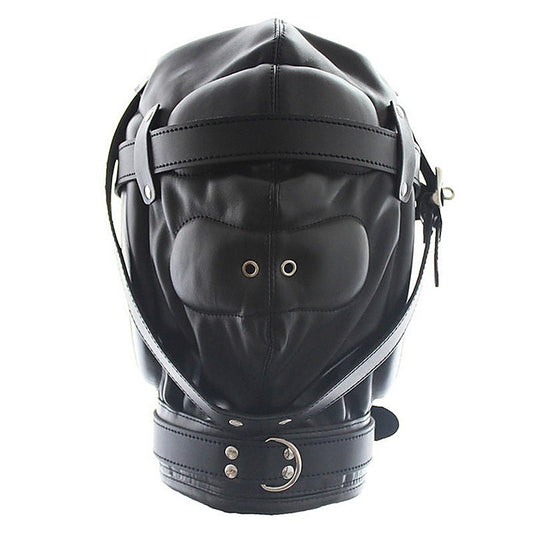Total Sensory Deprivation Bondage Leather Hood