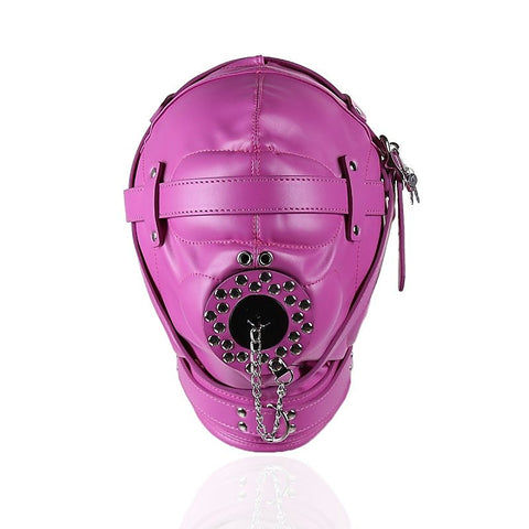 Sensory Deprivation Hood with Open Mouth Gag by BDStyle