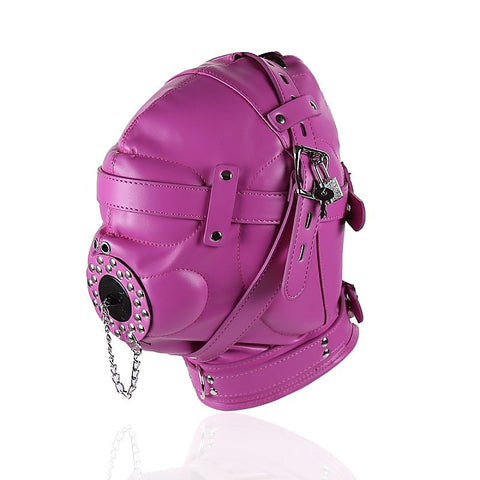 Sensory Deprivation Hood with Open Mouth Gag by BDStyle