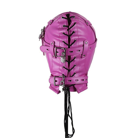 Sensory Deprivation Hood with Open Mouth Gag by BDStyle