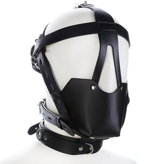 Faux Leather Bondage Harness Hood by BDStyle