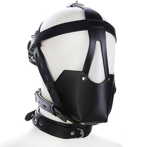 Faux Leather Bondage Harness Hood by BDStyle