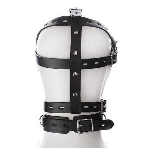 Faux Leather Bondage Harness Hood by BDStyle