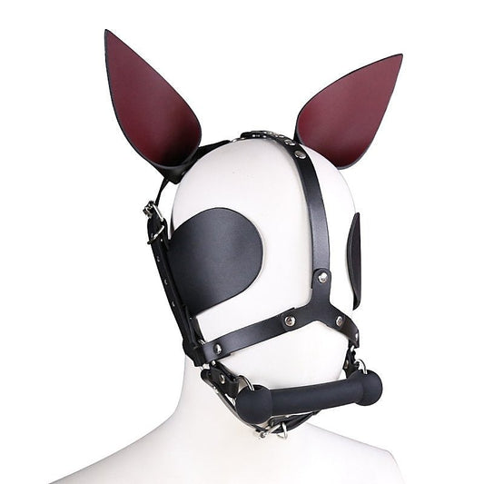 Real Leather Dog Hoods With Bit Gag by BDStyle