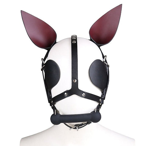 Real Leather Dog Hoods With Bit Gag by BDStyle