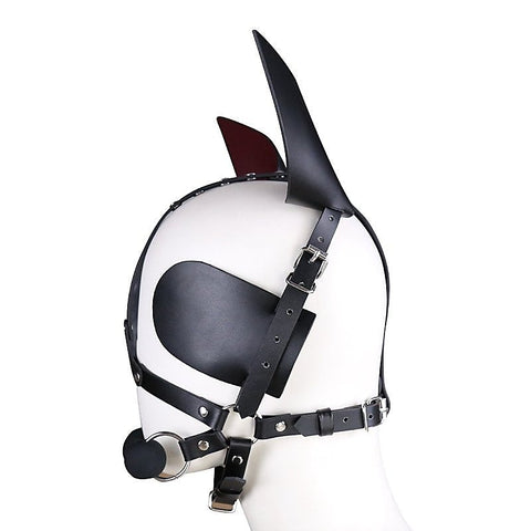 Real Leather Dog Hoods With Bit Gag by BDStyle