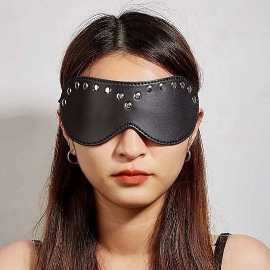 Leather Blindfold Silver Stud by BDStyle