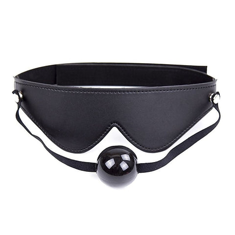 Velcro Strap Blindfold With Ball Gag by BDStyle