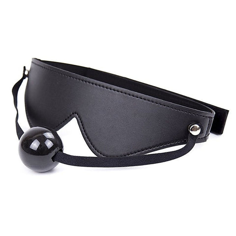 Velcro Strap Blindfold With Ball Gag by BDStyle