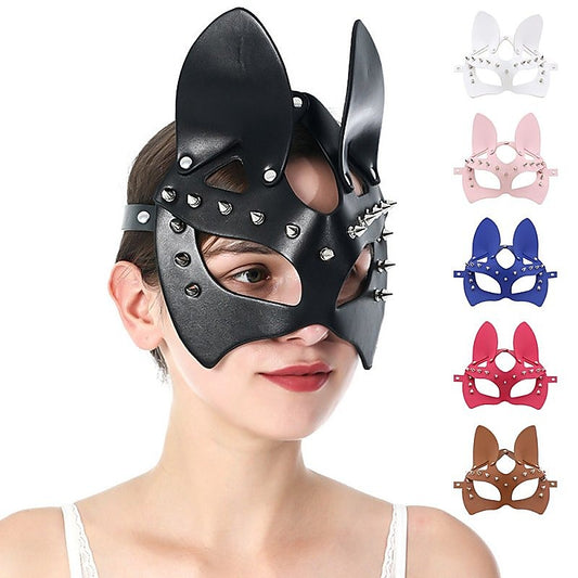 Faux Leather Rivet Spike Mask by BDStyle