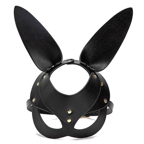 Punk Gothic Cosplay Women Leather Bunny Ears Mask by BDStyle