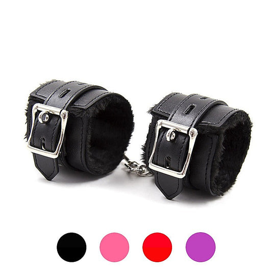 Black Fur Lined Bracelet Wrist Cuff by BDStyle