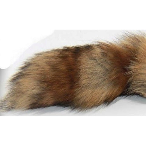 Long Brown and Blonde Fox Tail Silver Smooth Butt Plug