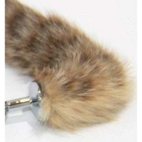 Brown Cat Faux Tail Silver Smooth Butt Plug by BDStyle
