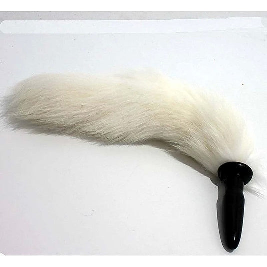 White Faux Fox Tail Silicone Anal Plug by BDStyle