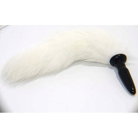 White Faux Fox Tail Silicone Anal Plug by BDStyle