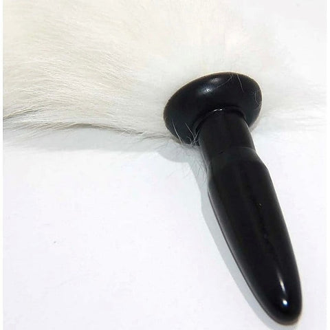 White Faux Fox Tail Silicone Anal Plug by BDStyle