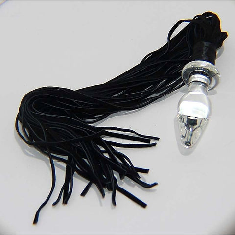 Glass Anal Plug with Leather Tail by BDStyle