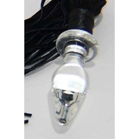 Glass Anal Plug with Leather Tail by BDStyle