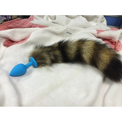 Faux Fox Tail Silicone Butt Plug Blue by BDStyle