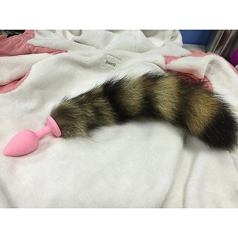 Pink Silicone Butt Plug With Faux Fox Tail by BDStyle