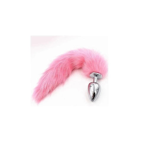 Pink Silicone Butt Plug With Faux Fox Tail by BDStyle