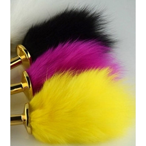 Rabbit Faux Tail Butt Plug Gold Small by BDStyle