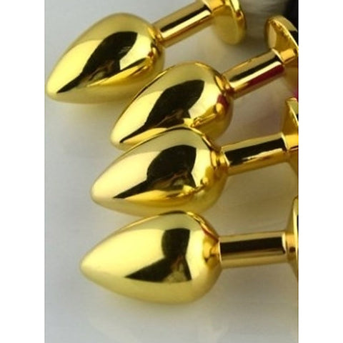Faux Rabbit Tail Butt Plug Gold Medium by BDStyle