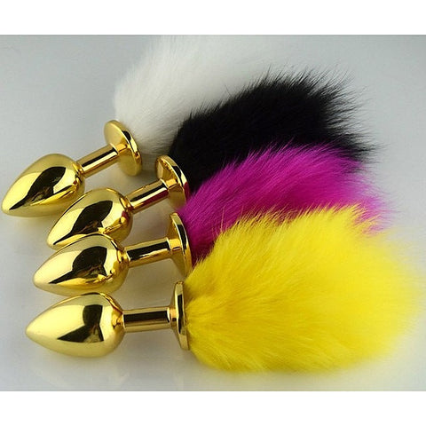 Rabbit Faux Tail Butt Plug Gold Large by BDStyle