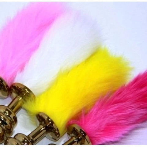 Neon Rabbit Tail Butt Plug Gold Small by BDStyle