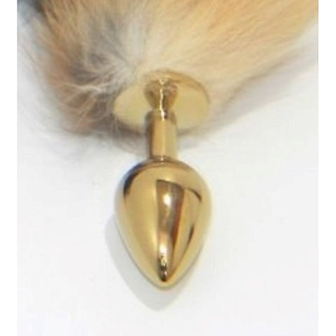 Long Fox Tail Steel Butt Plug Gold by BDStyle