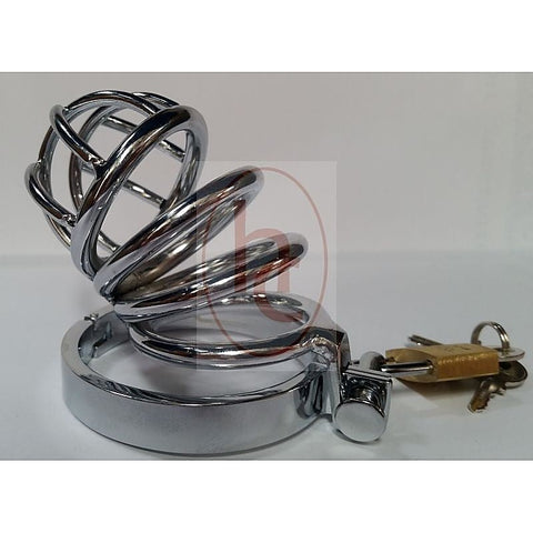 Prison Lock Chastity Cage 4 Rings by BDStyle