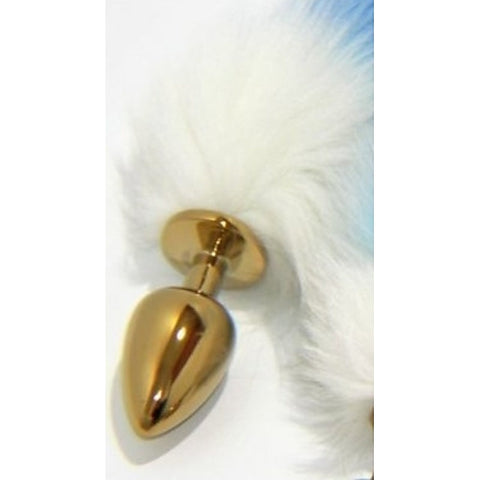 Colourful Faux Fox Tail Gold Butt Plug by BDStyle