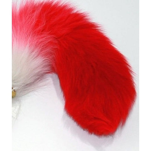 Red Faux Fox Tail Gold Butt Plug by BDStyle