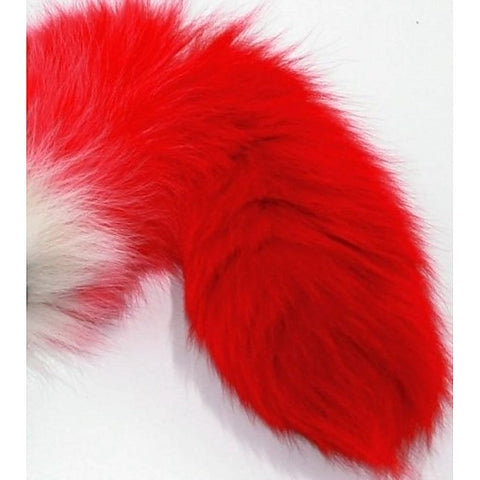 Red Faux Fox Tail Silver Butt Plug by BDStyle