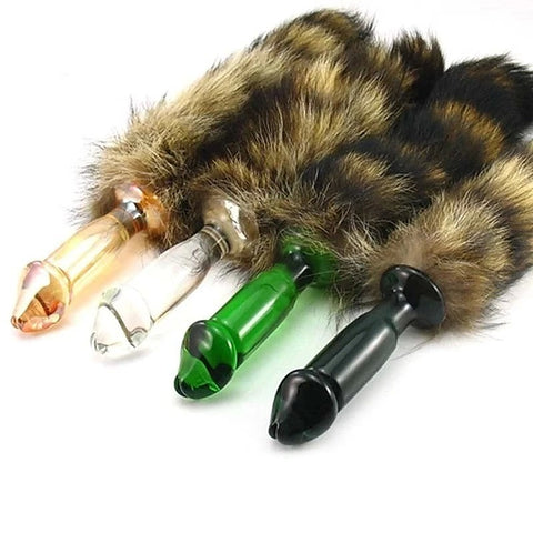 Glass Butt Plug With Faux Fox Tail by BDStyle