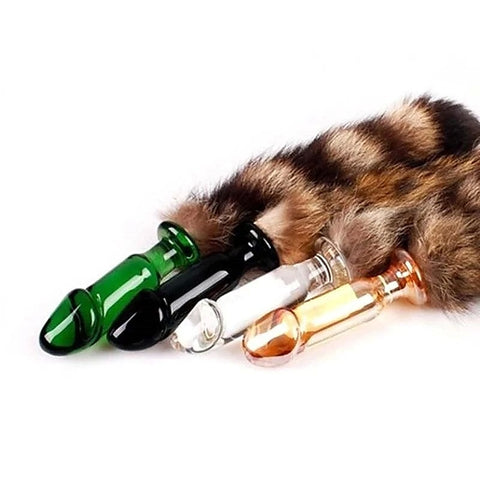 Glass Butt Plug With Faux Fox Tail by BDStyle