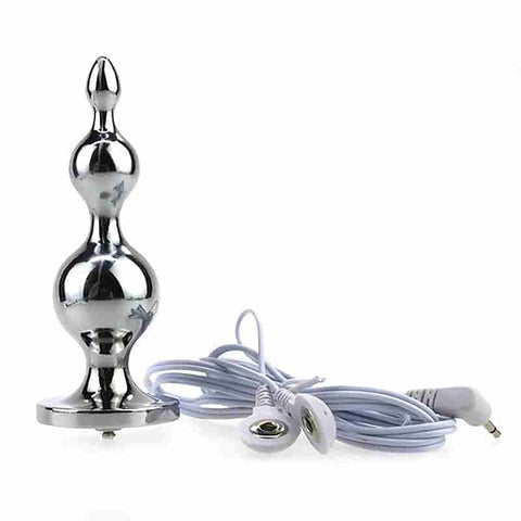 Electric Shock Metal Anal Plug with Harness by BDStyle