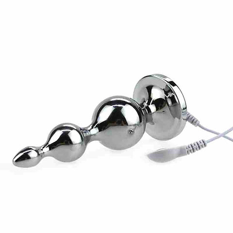 Electric Shock Metal Anal Plug with Harness by BDStyle
